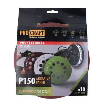 Шлифовальный круг 225 мм, P150 Procraft KD225.150 на липучке (упаковка 10 шт) 000018352 фото