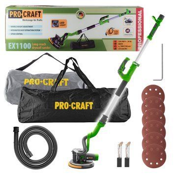 Машина шліфувальна для стін і стель (жираф) Procraft EX1100 в сумці 000018394 фото
