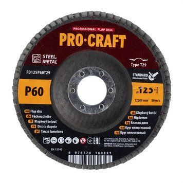 Лепестковый круг на болгарку 125 мм, Р60, T29 Procraft FD125P60T29 упаковка 10 шт 000017975 фото