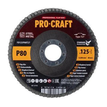 Лепестковый круг на болгарку 125 мм, Р80, T27 Procraft FD125P80T27 упаковка 10 шт 000017976 фото