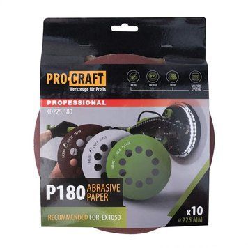 Шлифовальный круг 225 мм, P180 Procraft KD225.180 на липучке (упаковка 10 шт) 000018354 фото
