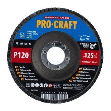 Лепестковый круг на болгарку 125 мм, Р120, T29 Procraft FZ125P120T29 упаковка 10 шт 000017979 фото