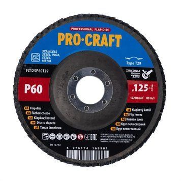 Лепестковый круг на болгарку 125 мм, Р60, T29 Procraft FZ125P60T29 упаковка 10 шт 000017981 фото