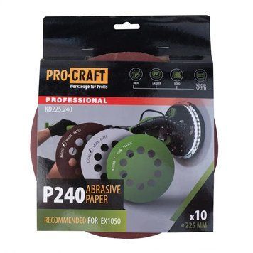 Шлифовальный круг 225 мм, P240 Procraft KD225.240 на липучке (упаковка 10 шт) 000018355 фото