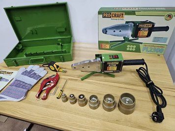 Паяльник для пластикових труб в кейсі Procraft PL-2300 ножиці рукавиці насадки 000003601 фото