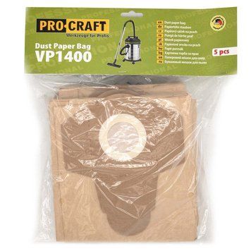 Мешок для пылесоса бумажный упаковка 5 шт для Procraft VP1400 000018693 фото